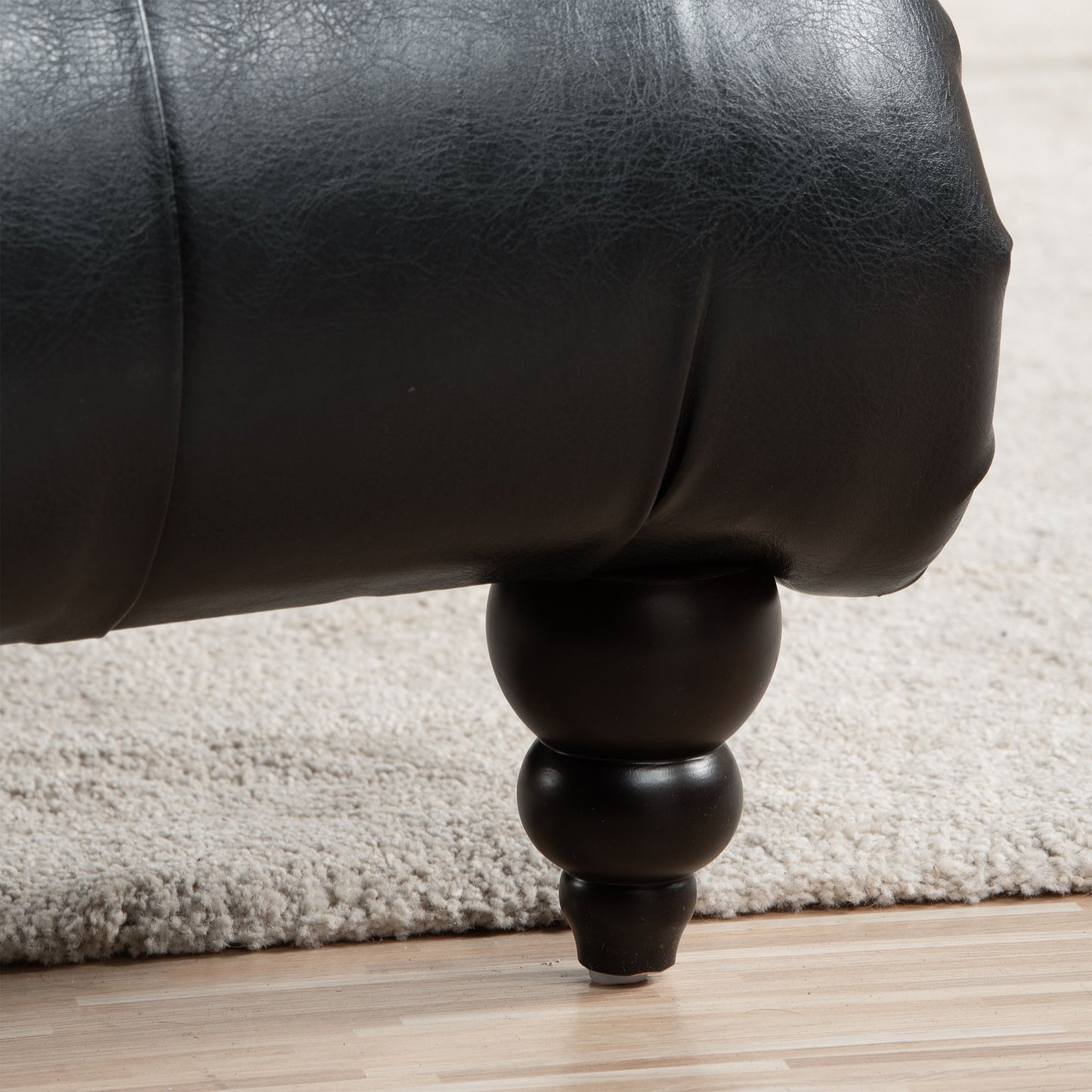 Tufted Armless Chaise Lounge - Black