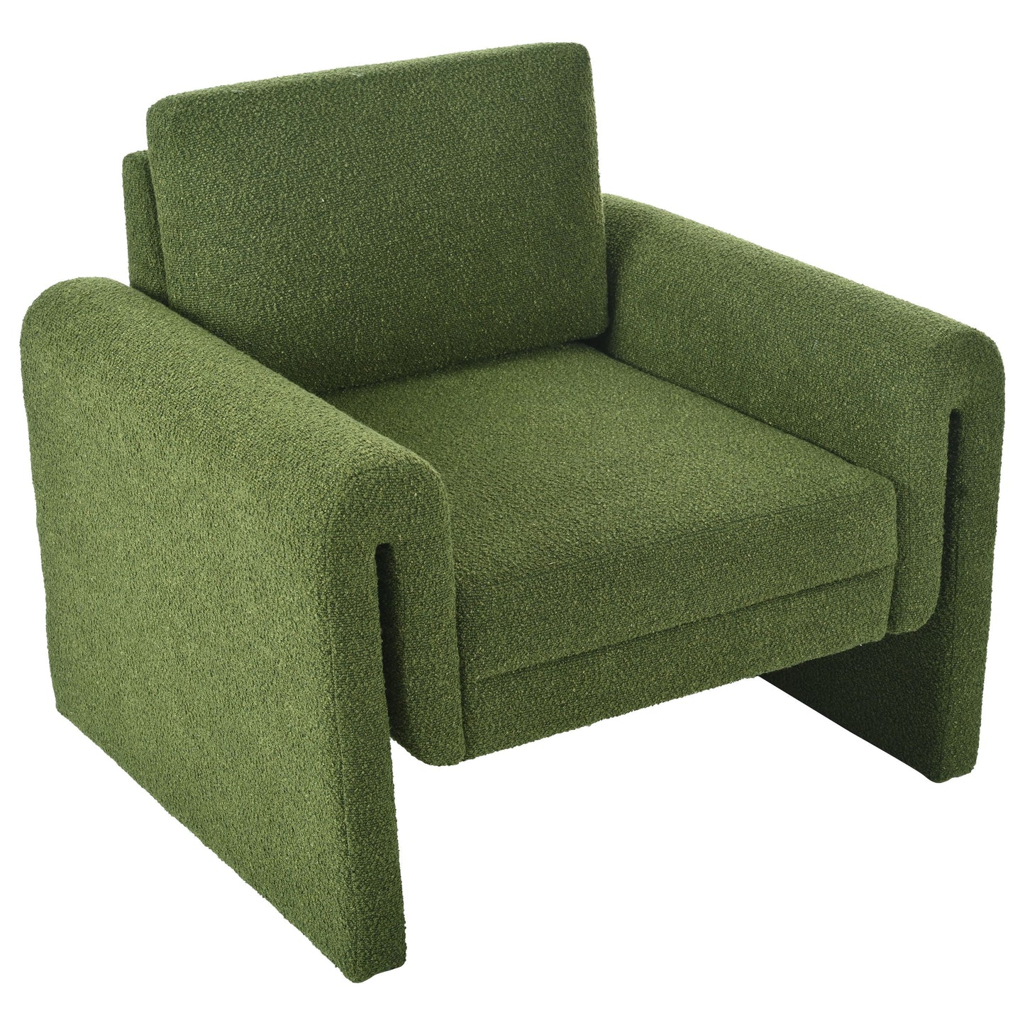Modern Boucle Upholstered Accent Chair Sturdy Support & Luxurious Comfort Solid, Manufactured Wood - Green