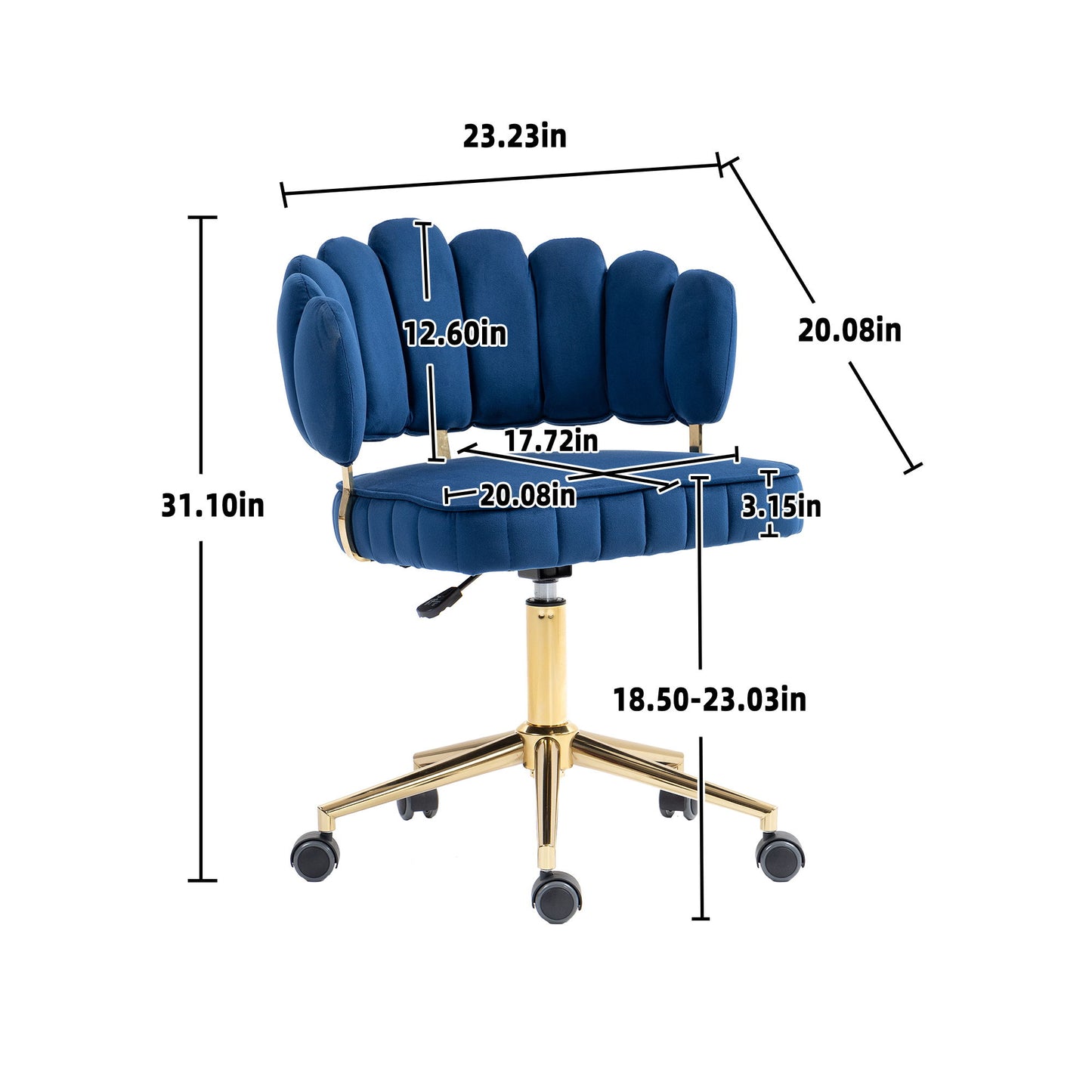 Modern Home Office Desk Chair With Adjustable Height And Swivel Wheels - Navy