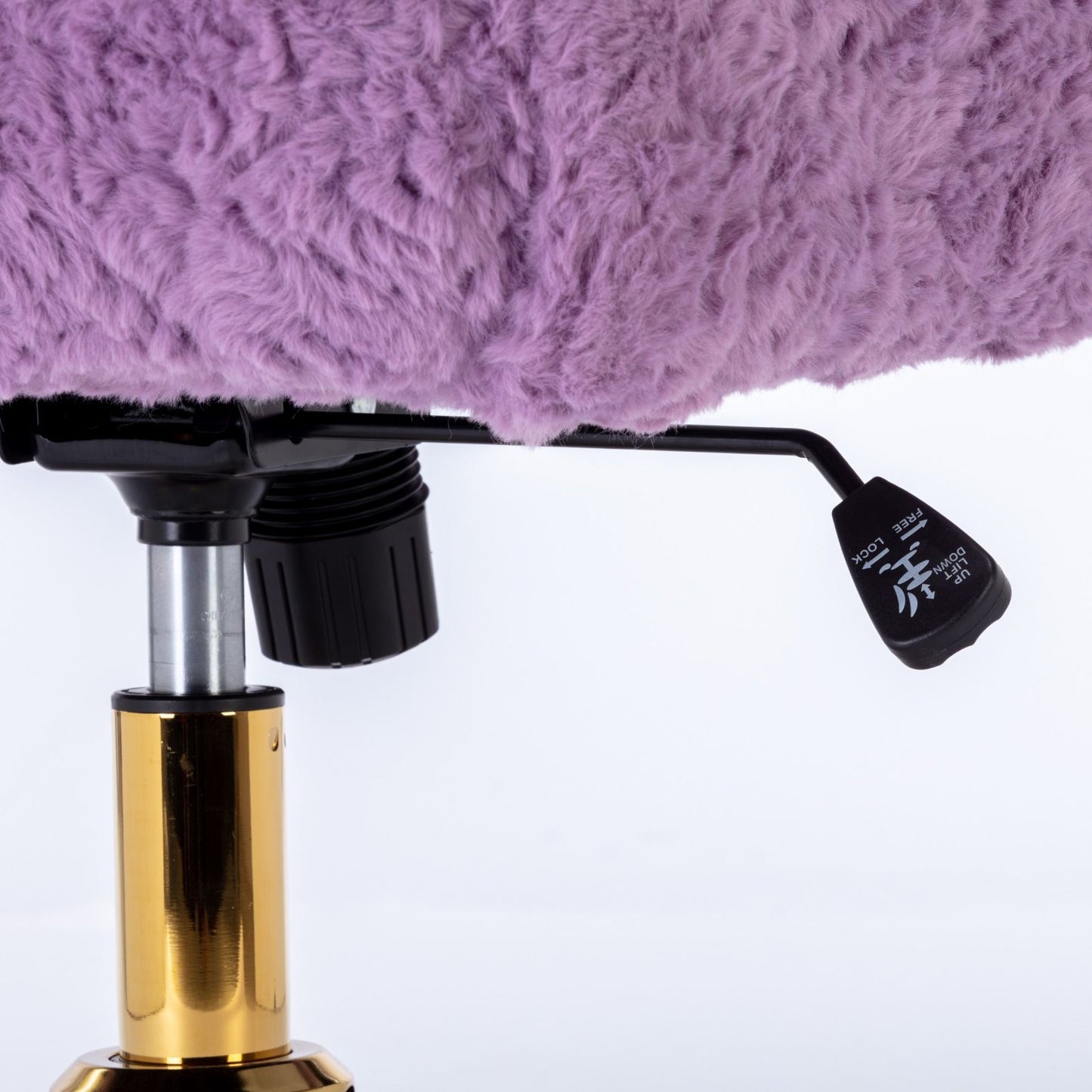 Office Chair, Artificial Rabbit Hair Home Office Chair With Golden Metal Base, Adjustable Desk Chair Swivel Office Chair, Vanity Chair - Violet