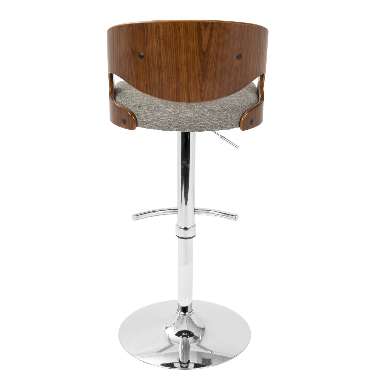 Pino - Mid-Century Modern Adjustable Barstool With Swivel - Walnut / Gray