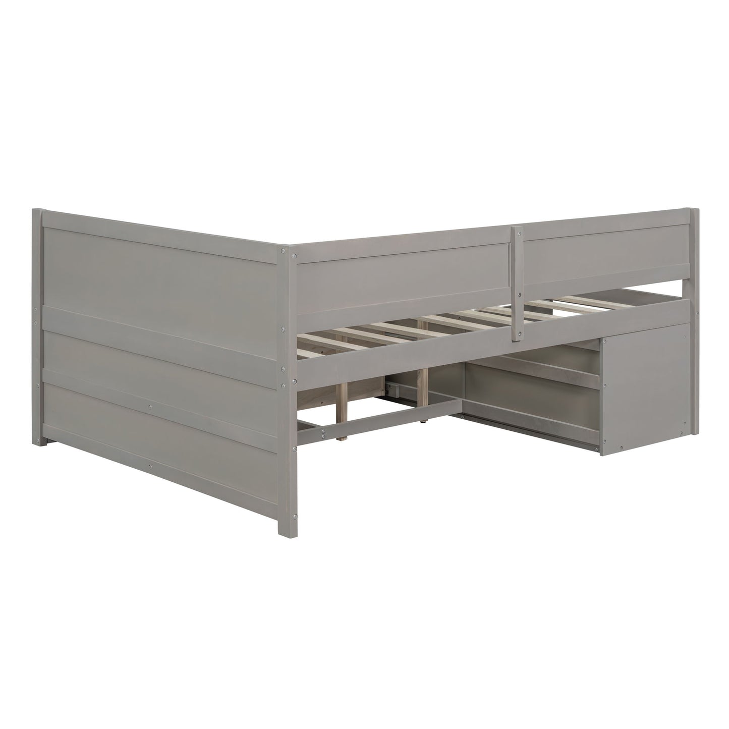 Full Size Daybed With Drawers And Shelves - Gray