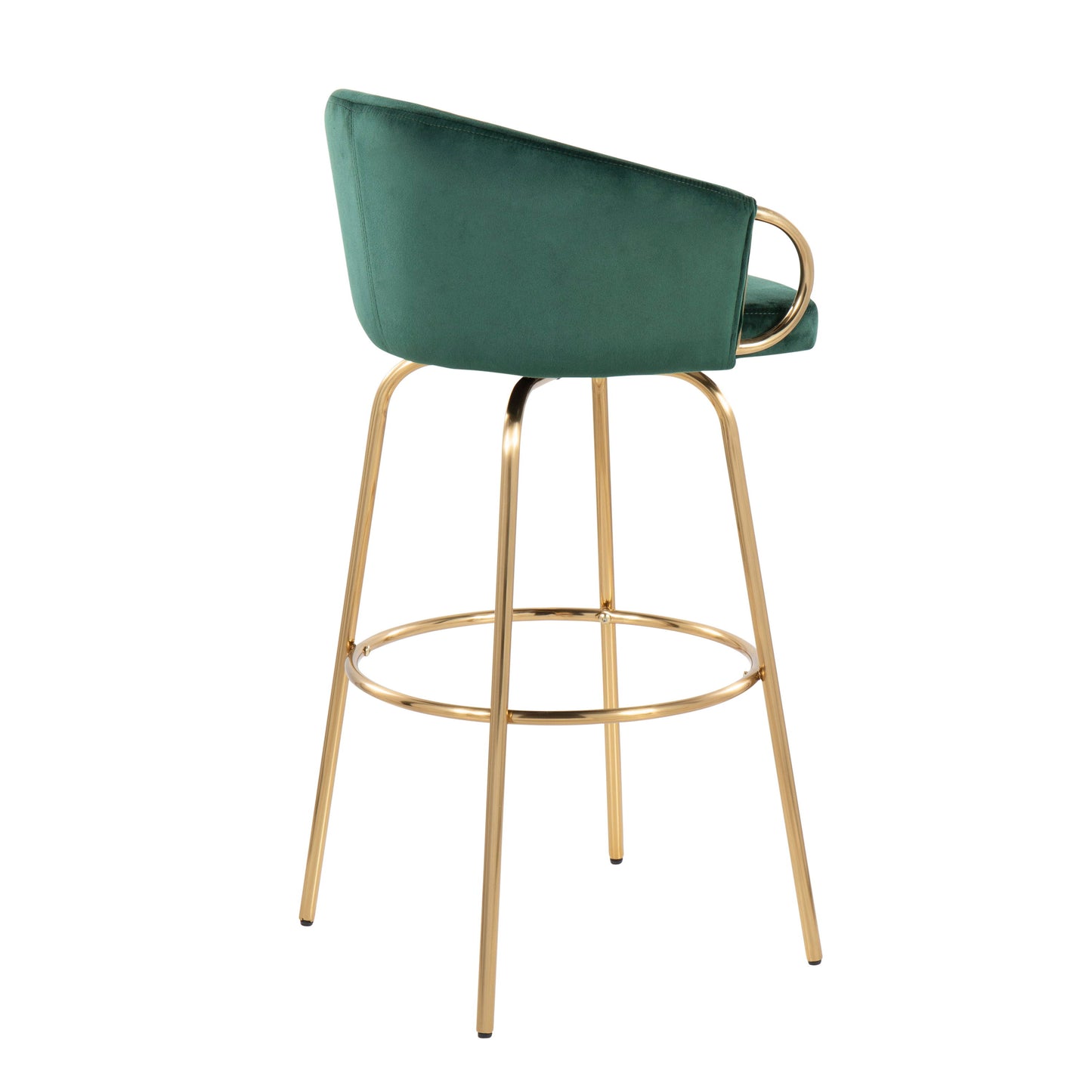 Claire - Contemporary / Glam Fixed Height Bar Stool Round Footrest (Set of 2) - Green / Gold