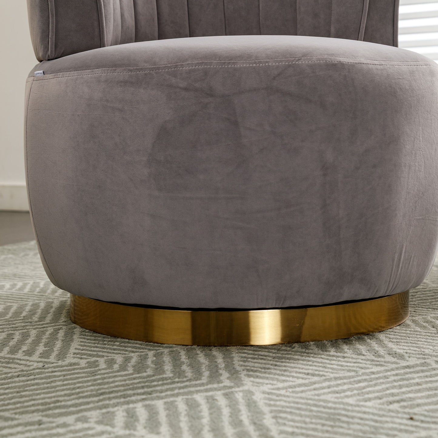 Swivel Barrel Chair, Round Armchairs With Fluffy, 360 Degree Swivel - Gray