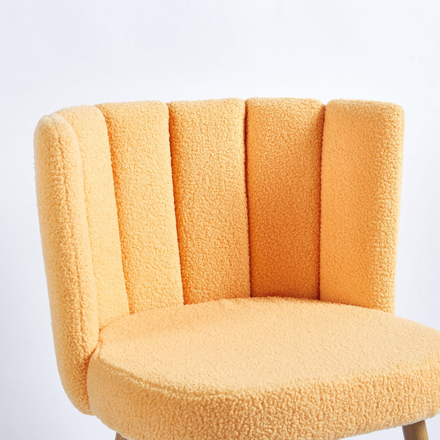 Modern Dining Chair (Set of 2) With Iron Tube Wood Color Legs, Shorthair Cushions And Comfortable Backrest, Suitable For Dining Room, Living Room, Cafe, Simple Structure - Yellow