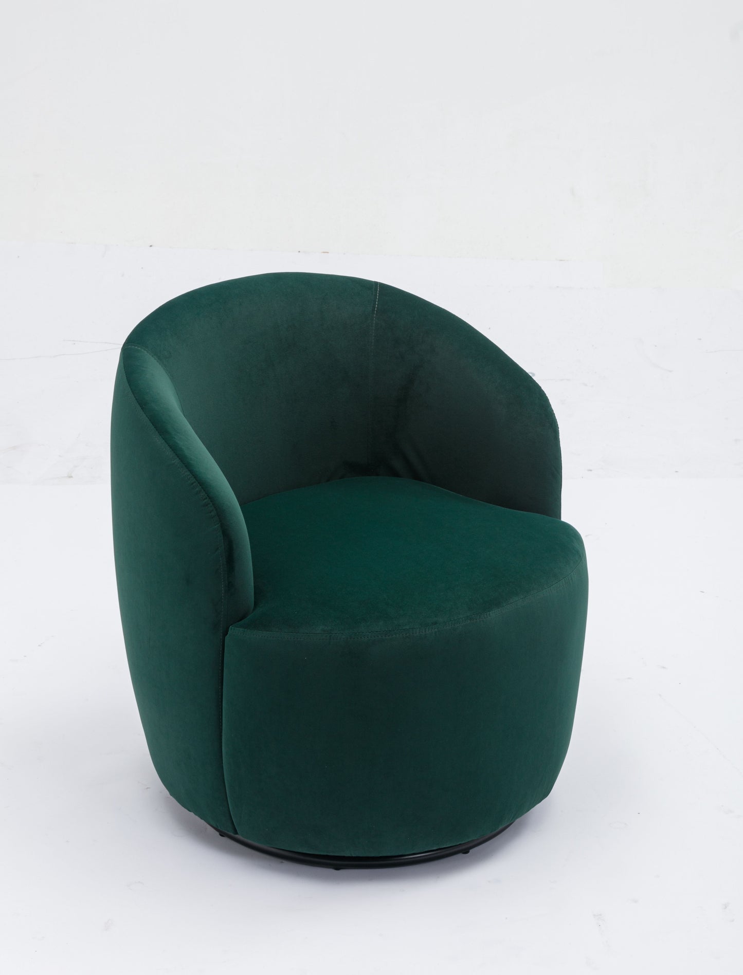 Velvet Fabric Swivel Accent Armchair Barrel Chair With Black Powder Coating Metal Ring - Green