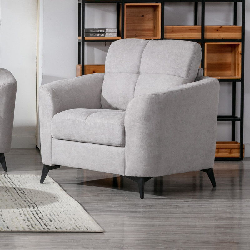 Callie - Woven Fabric Chair - Light Gray