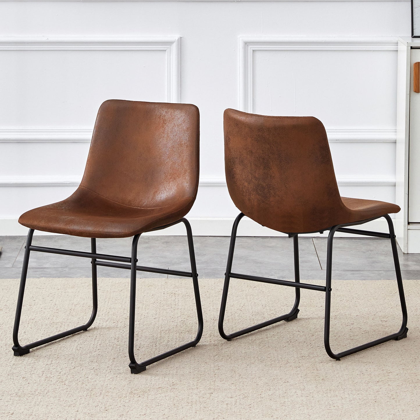 (Set of 4) Retro Chairs, Comfortable Bar Stools, Suitable For Industrial And Vintage Style Environments - Brown