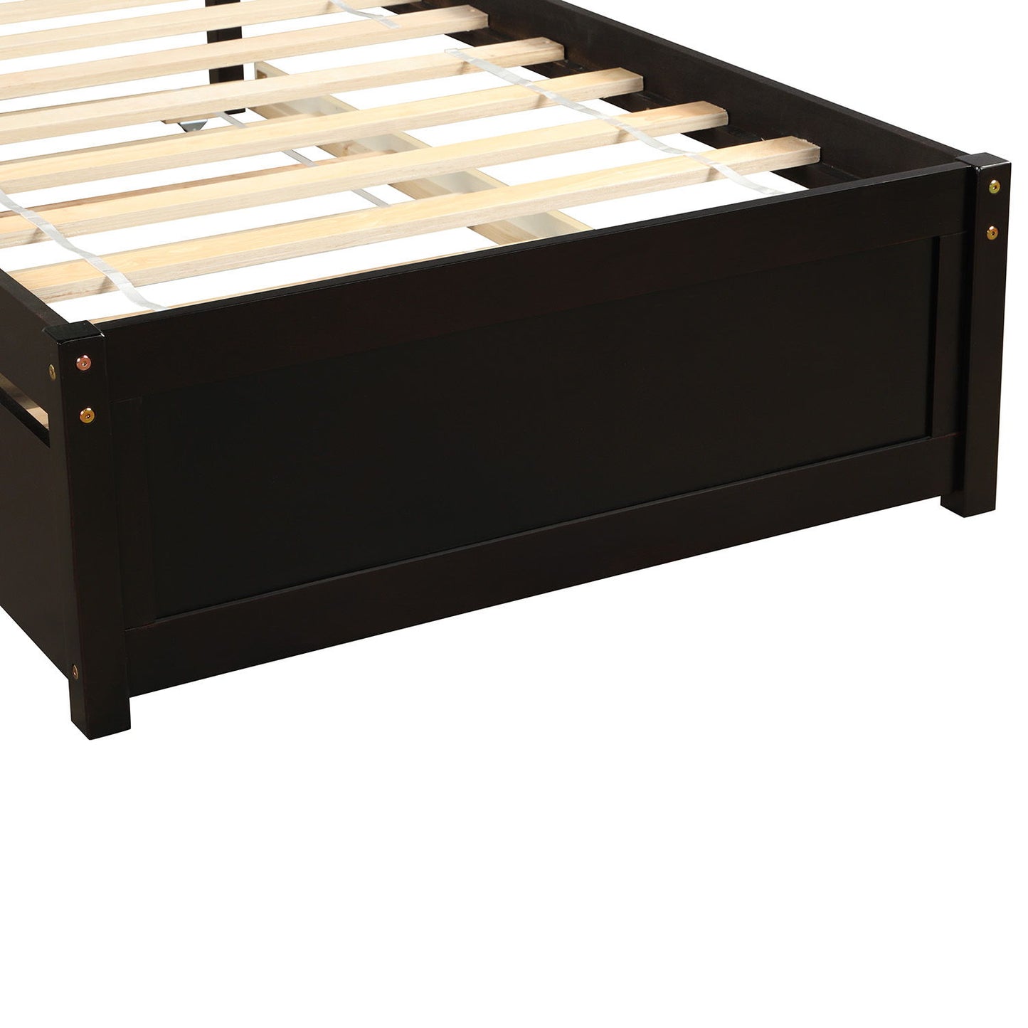 Twin Size Platform Bed Frame With Trundle - Espresso