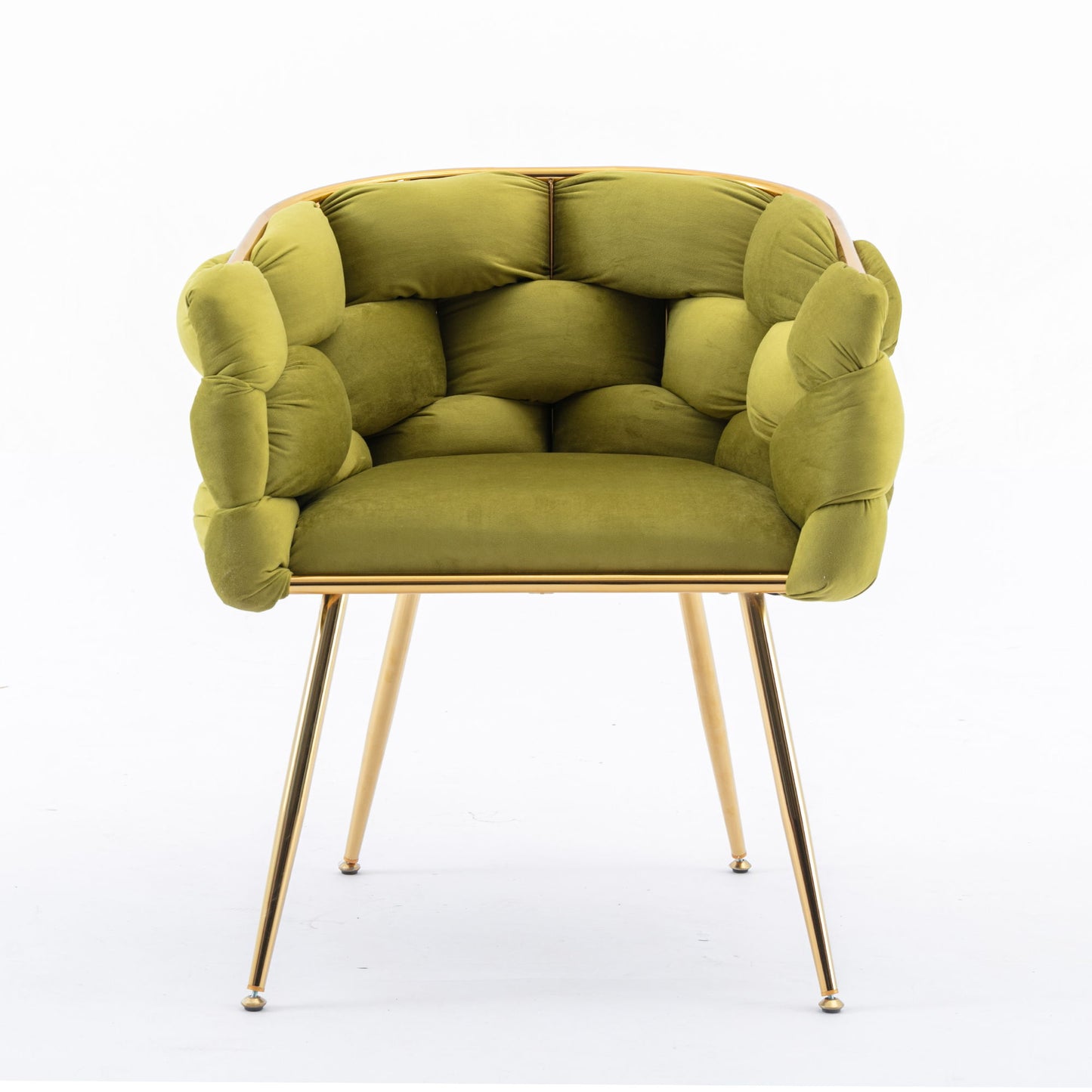 Luxury Modern Simple Leisure Velvet Single Sofa Chair Bedroom Lazy Person Household Dresser Stool Manicure Table Back Chair - Olive Green