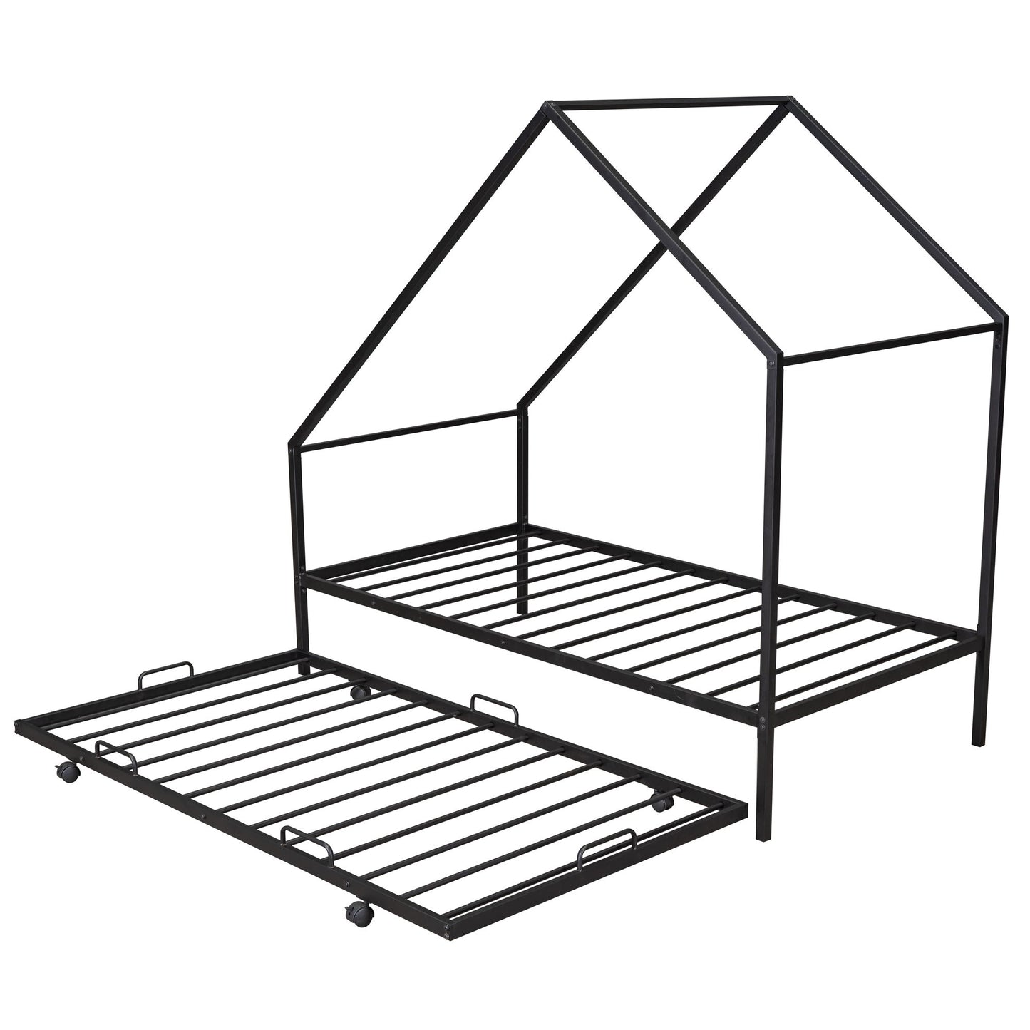 Twin Size House Bed With Trundle - Black