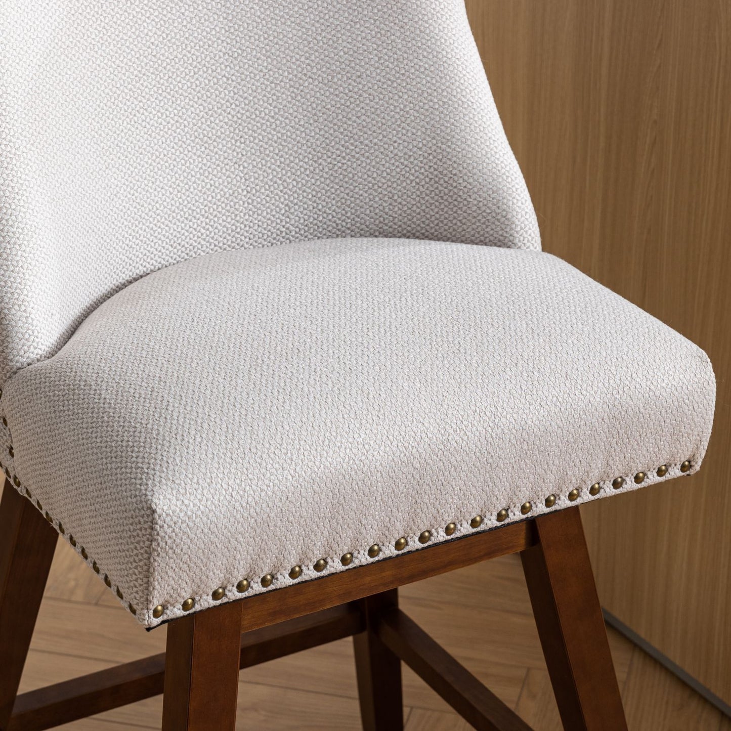 Counter Height Swivel Barstools, Upholstered Bar Stools (Set of 2) - Ivory