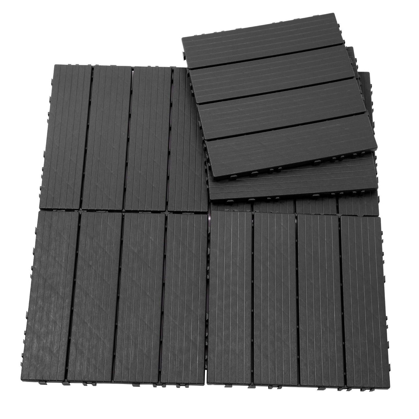 Plastic Interlocking Deck Tiles, Patio Flooring Outdoor Waterproof All Weather Use For Garden Poolside Front / Back Yard (Set of 44) - Light Gray
