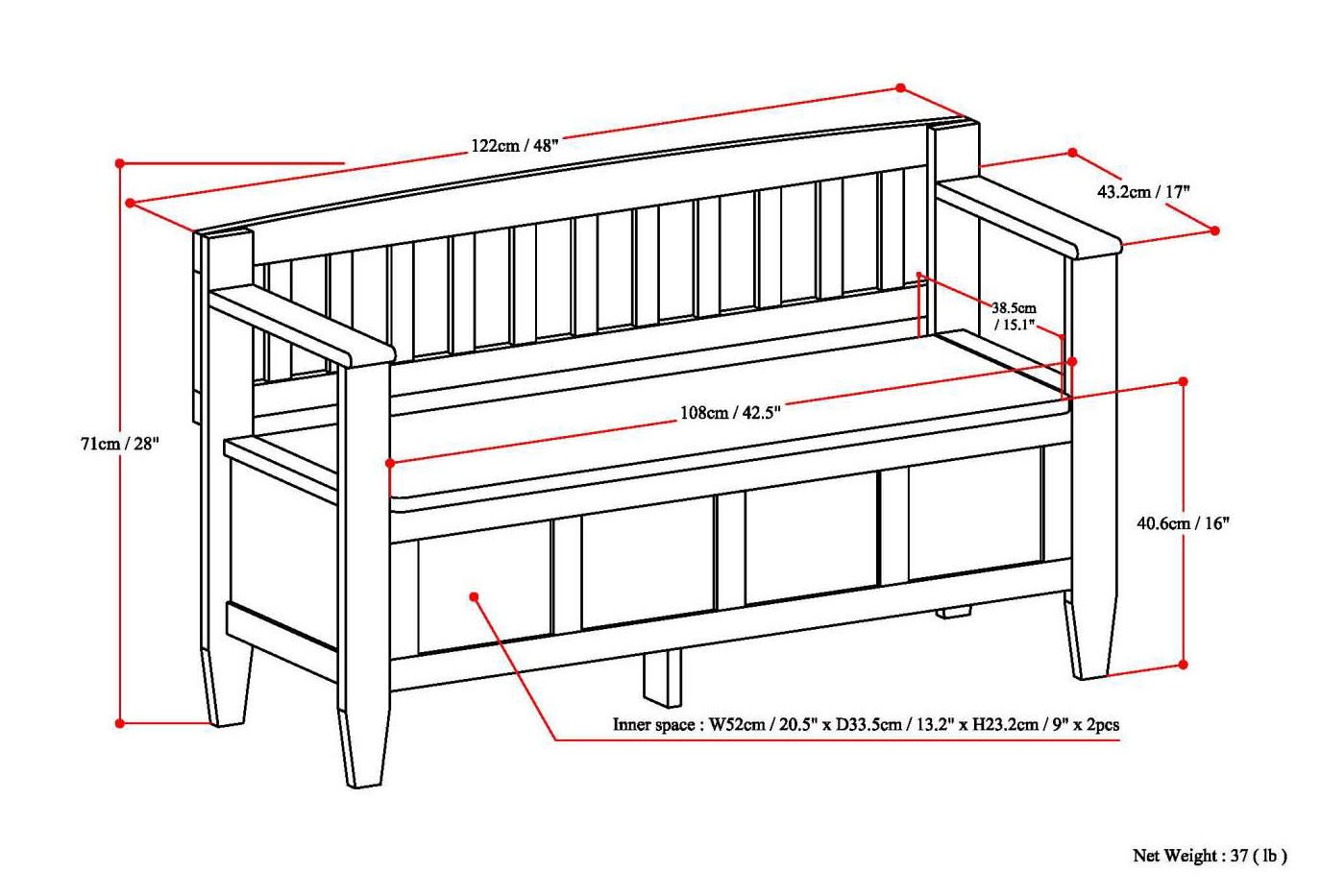 Brooklyn - Entryway Storage Bench - Farmhouse Gray