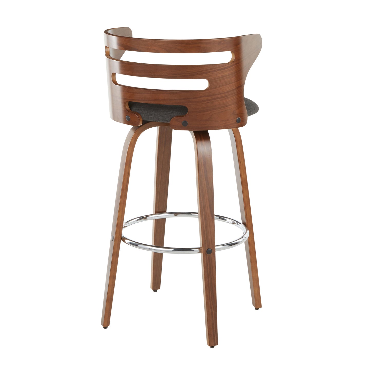 Cosini - Mid-Century Modern Barstool With Swivel (Set of 2) - Walnut / Charcoal