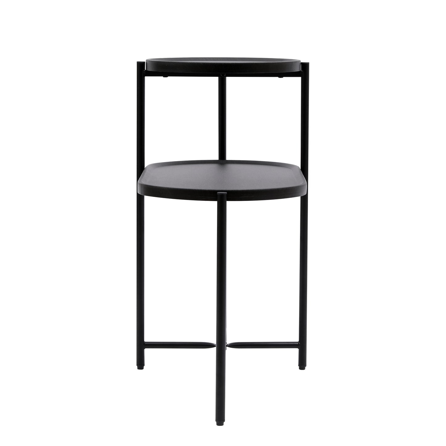 Round Coffee Table With Storage Tray 2 Tier Oval End Tables Wooden Small Side Table For Living Room - Black