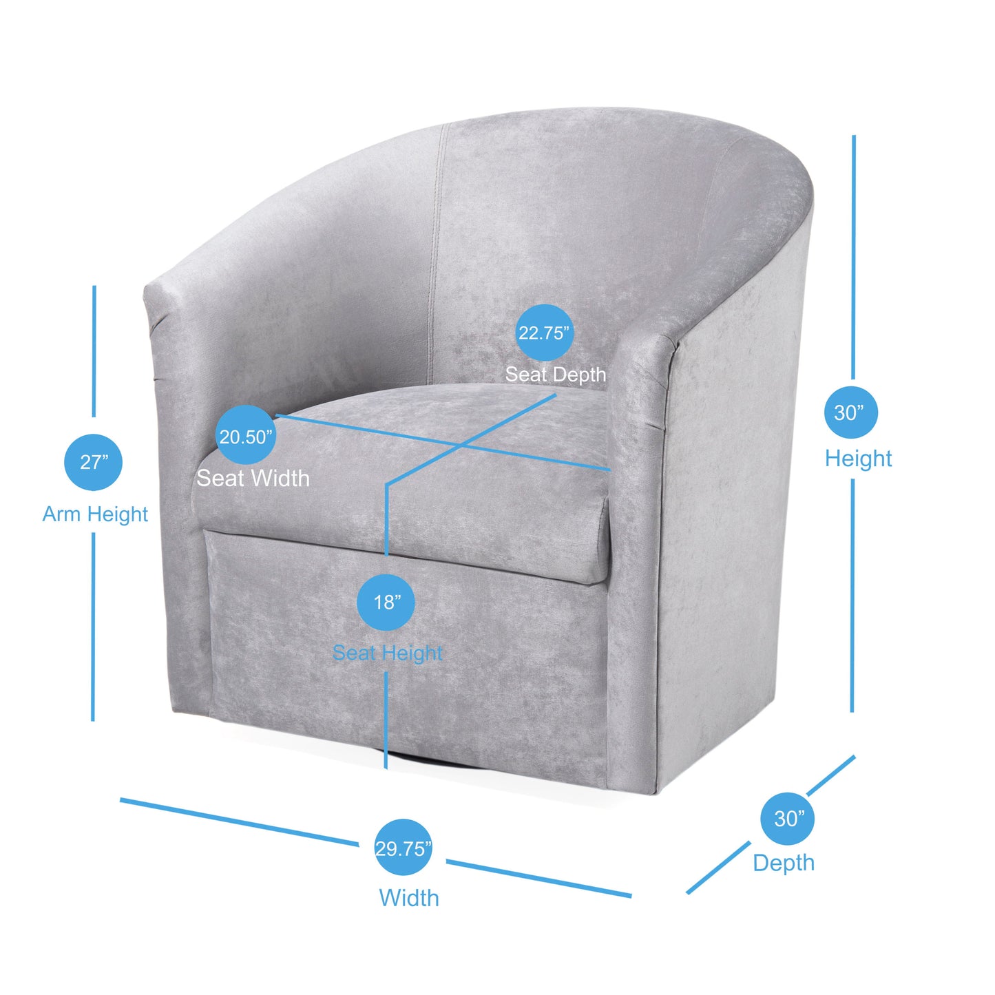 Eden - Swivel Chair With Microfiber Upholstery And Hardwood Frame - Silver