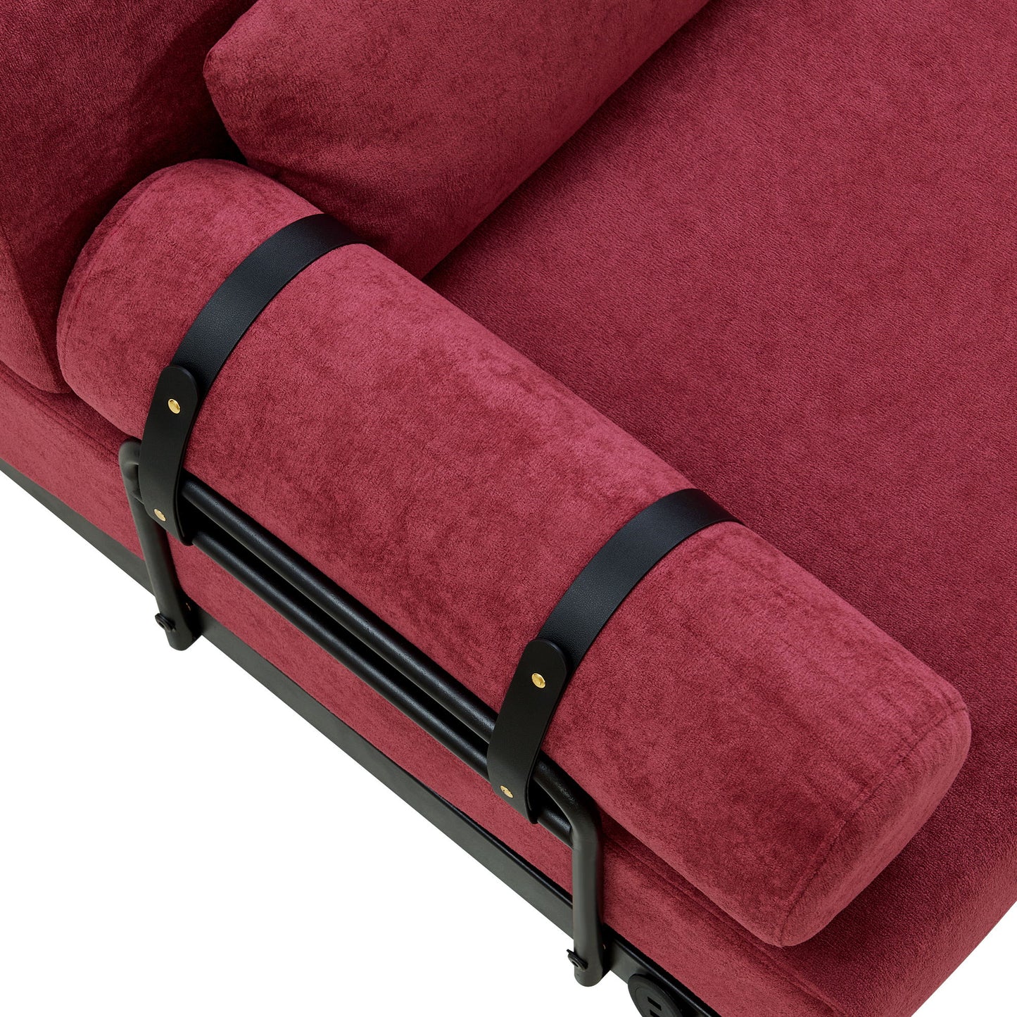 Modern Loveseat Sofa 59" Sofa Couch 2 Seater With USB Ports, Unique Cylindrical Armrests - Red
