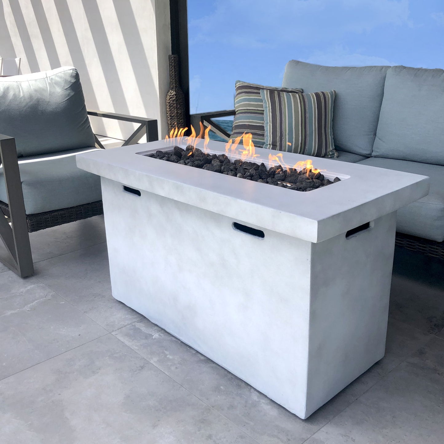 Reinforced - Propane Outdoor Fire Pit Table - Gray