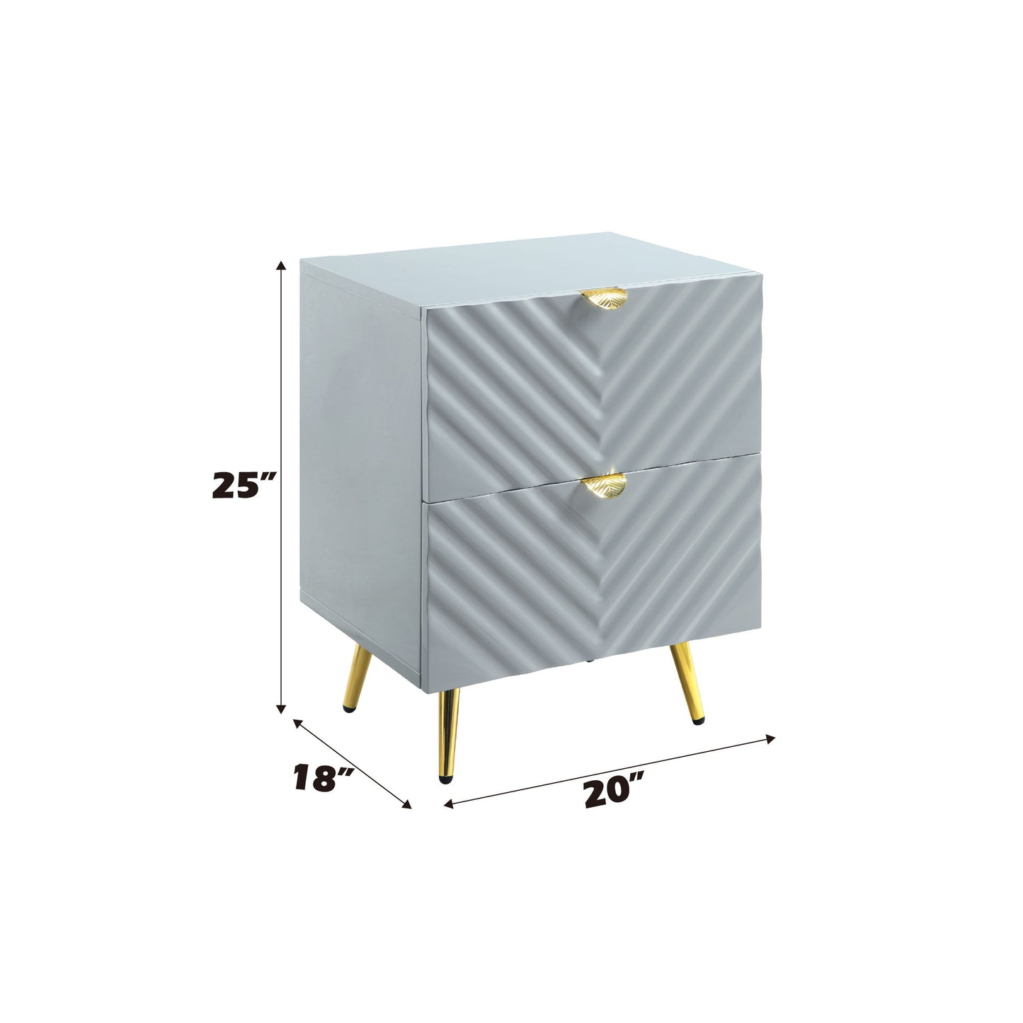 Gaines - High Gloss Nightstand - Gray