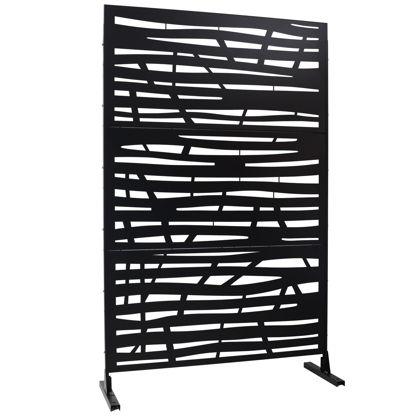 Outdoor & Indoor Privacy Screen Metal Privacy Screen, Steel Decorative Panels - Black
