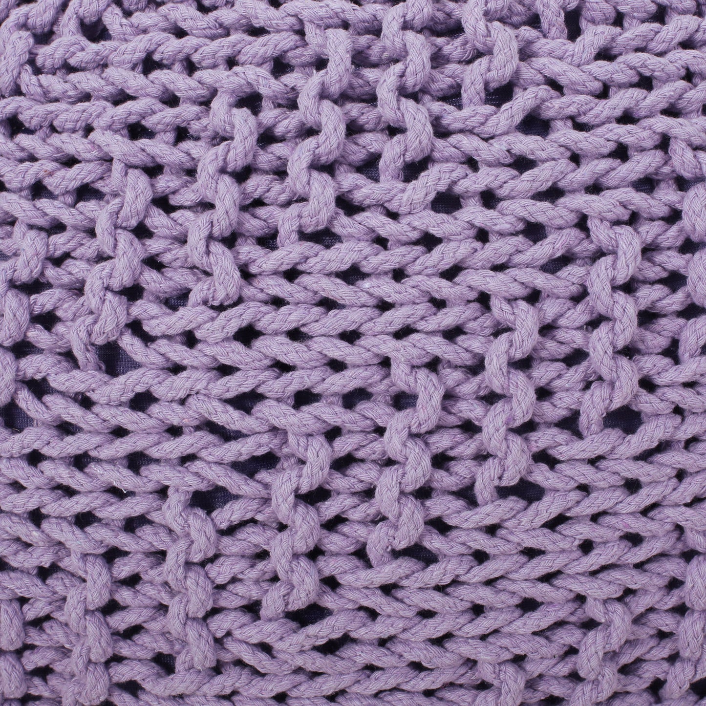 Bordeaux - Knitted Cotton Round Pouf Ottoman - Lavender