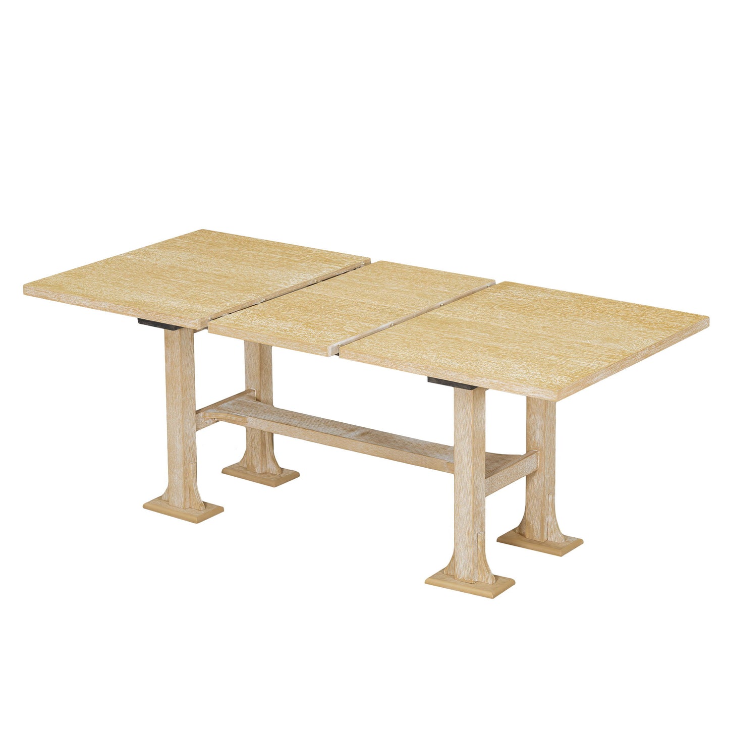 Topmax - 6 Piece Farmhouse Extendable Dining Table Set Trestle Kitchen Table Set With Removable Leaf And Upholstered Dining Chair And Bench For Dining Room - Natural
