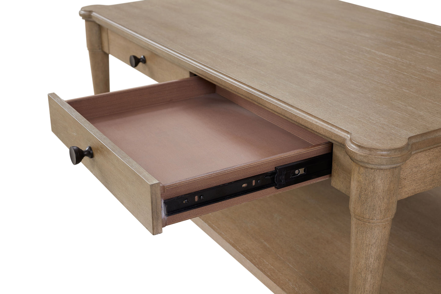 Cocktail Table With Two Storage Drawers And Casters - Sand