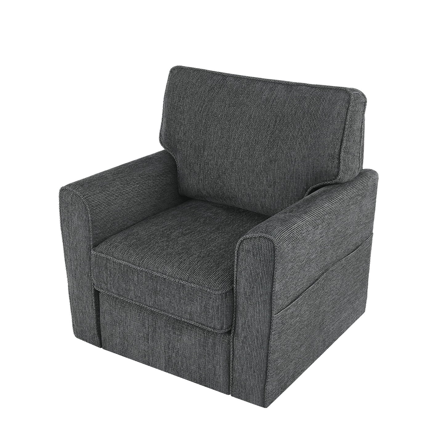 360 Degree Swivel Chair Accent Barrel Armchair With Side Pockets, Compact Design For Living Room, Bedroom, Office - Gray