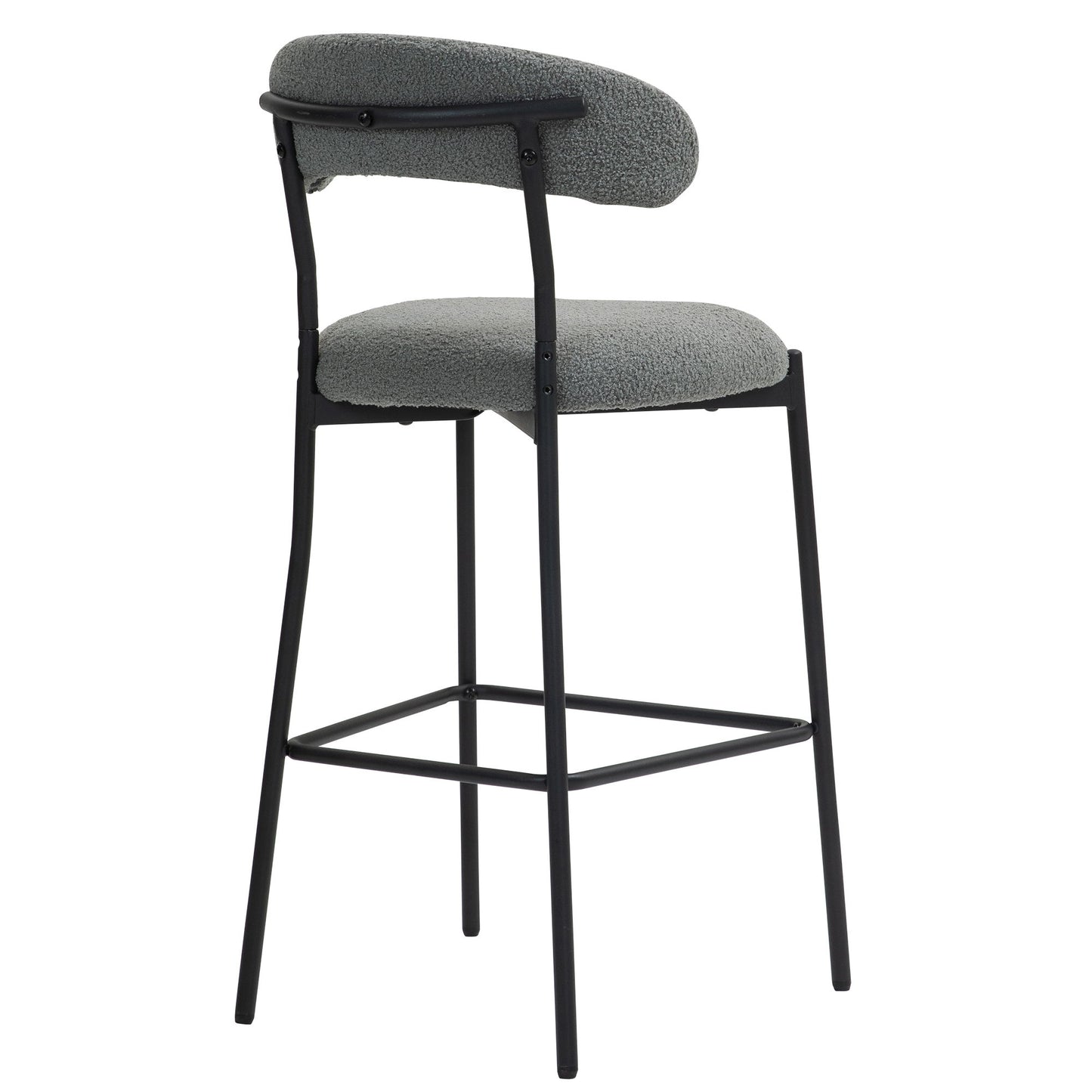 Counter Height Bar Stools Teddy Fabric Cover Kitchen Island Counter Bar Stool With Black Powder Coating Base And Footrest - Gray