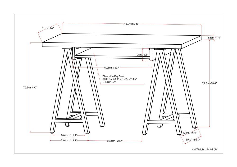 Sawhorse - Solid Walnut Veneer And Metal Desk - Walnut