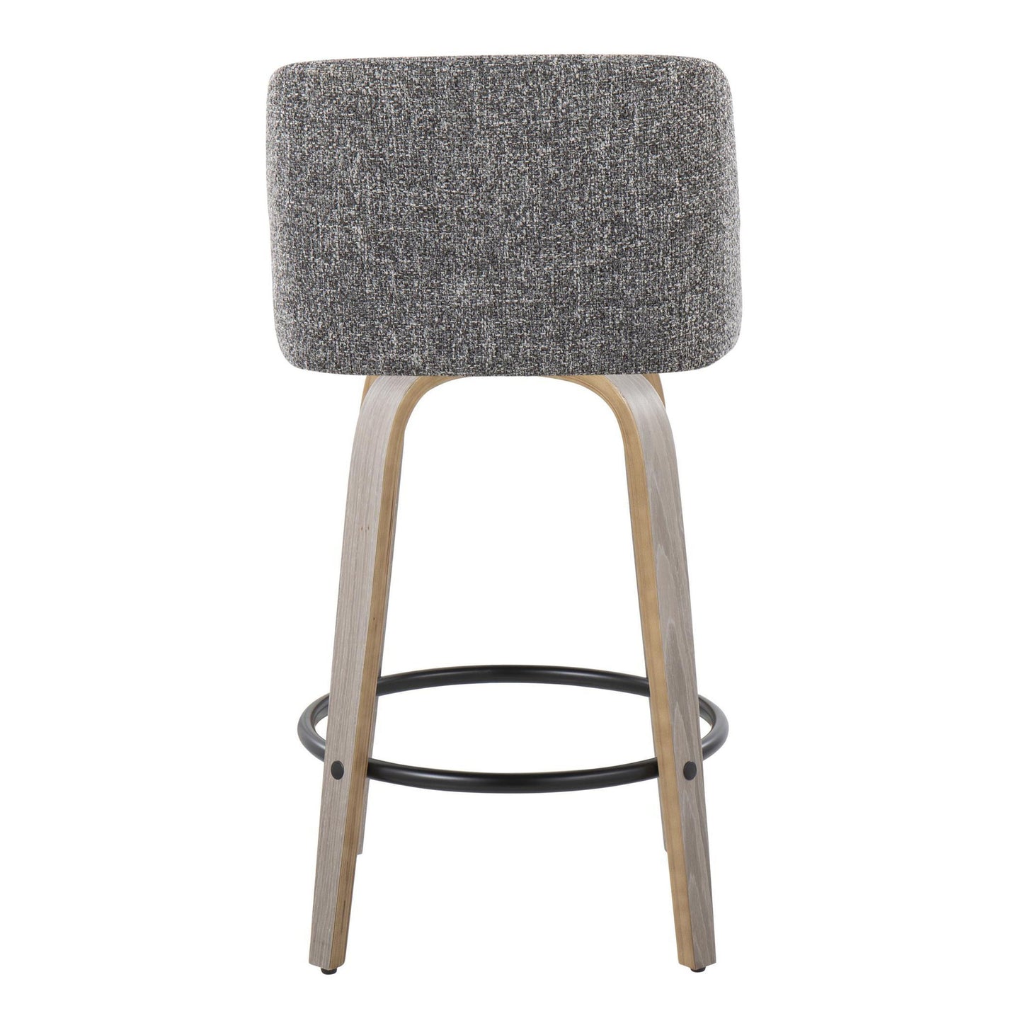 Toriano - Contemporary Fixed Height Counter Stool With Swivel & Round Footrest (Set of 2) - Light Gray