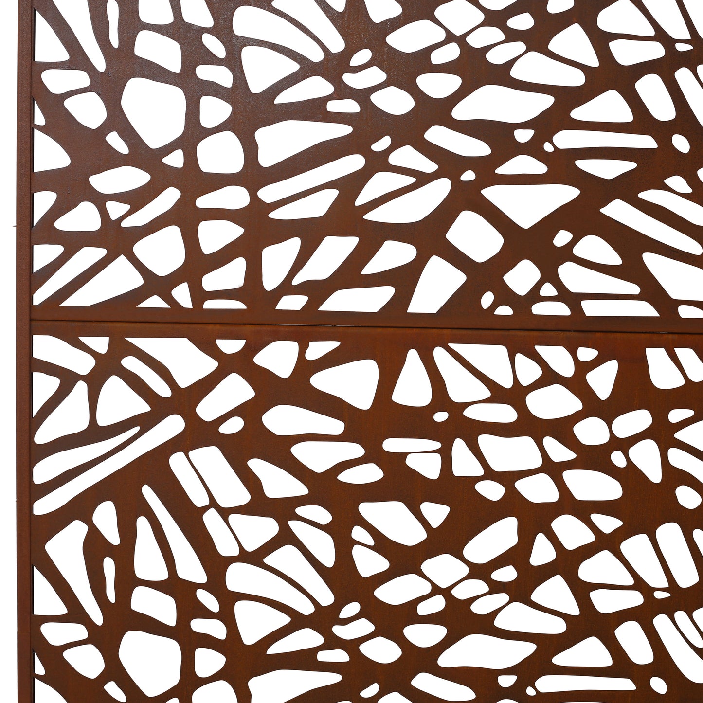 Outdoor & Indoor Privacy Screen Metal Privacy Screen, Freestanding Decorative Privacy Screen For Deck Balcony Patio - Rust Red