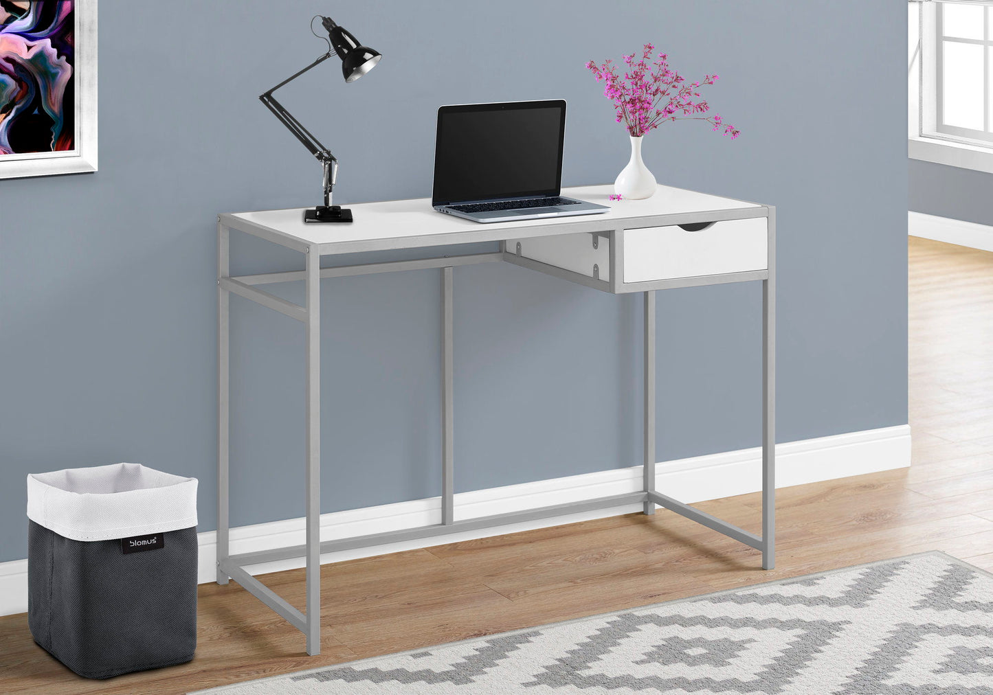 Computer Desk For Home Office, Laptop, Storage Drawer, Contemporary & Modern - White
