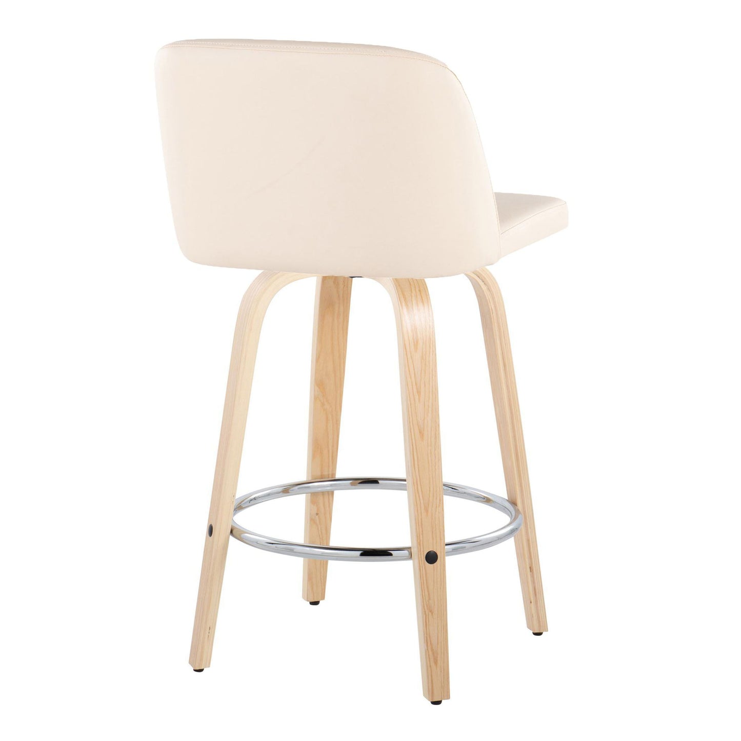 Toriano - Contemporary Fixed Height Counter Stool With Swivel & Round Footrest (Set of 2) - Natural / Cream