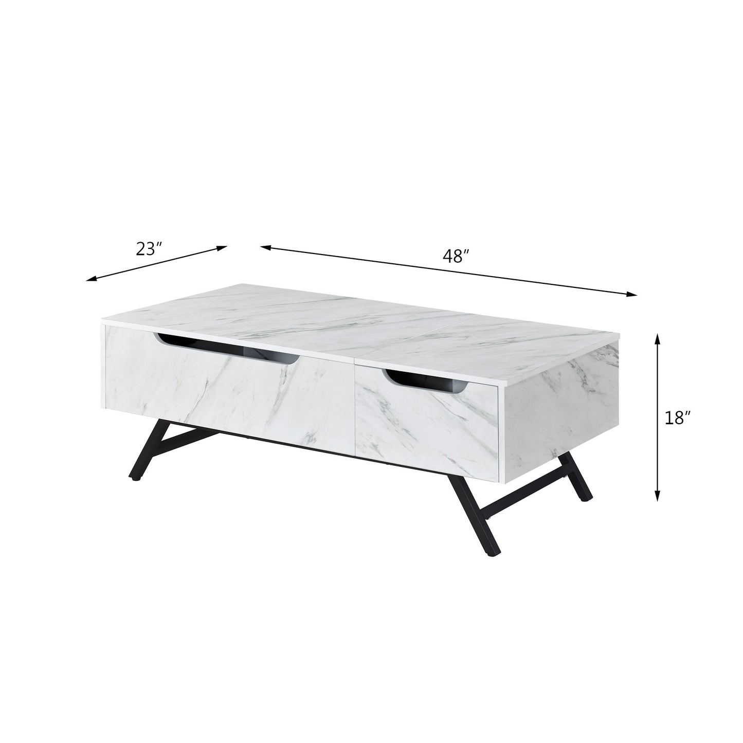 Throm - Faux Marble Grain Coffee Table With Lift Top - White