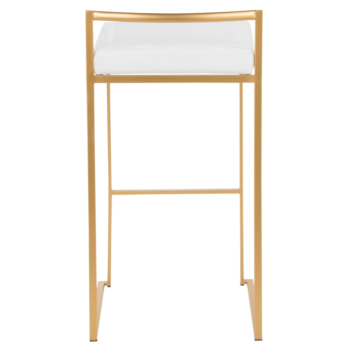 Fuji - Contemporary / Glam Stackable Barstool (Set of 2) - Gold / White