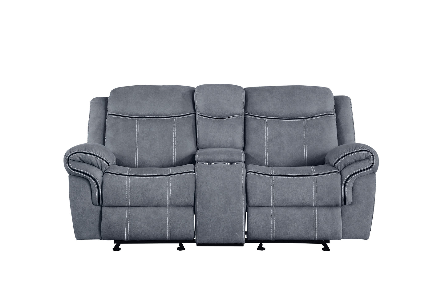 Zubaida - Two Tone Velvet 3 Piece Recliner Living Room Set - Gray