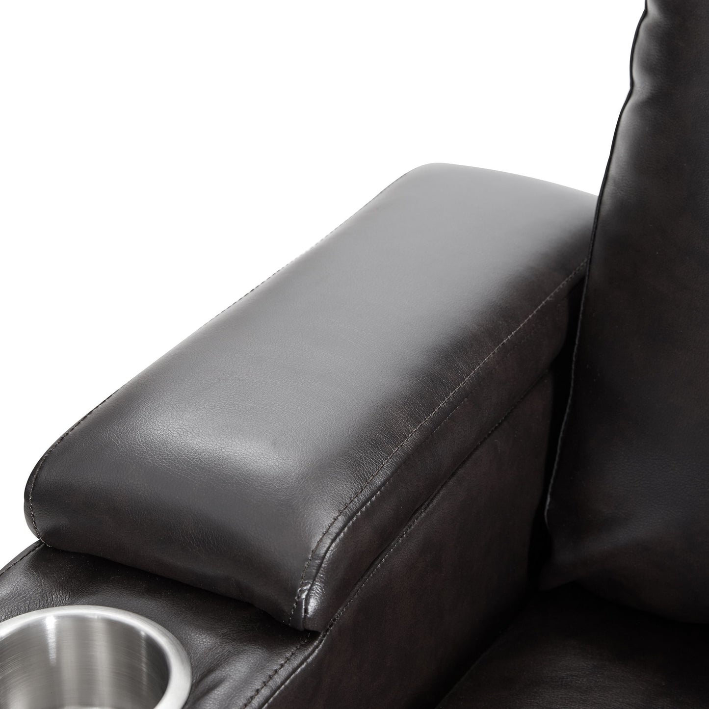 Power Motion Recliner With USB Charging Port And Hidden Arm Storage 2 Convenient Cup Holders Design And 360 Degree Swivel Tray Table - Black