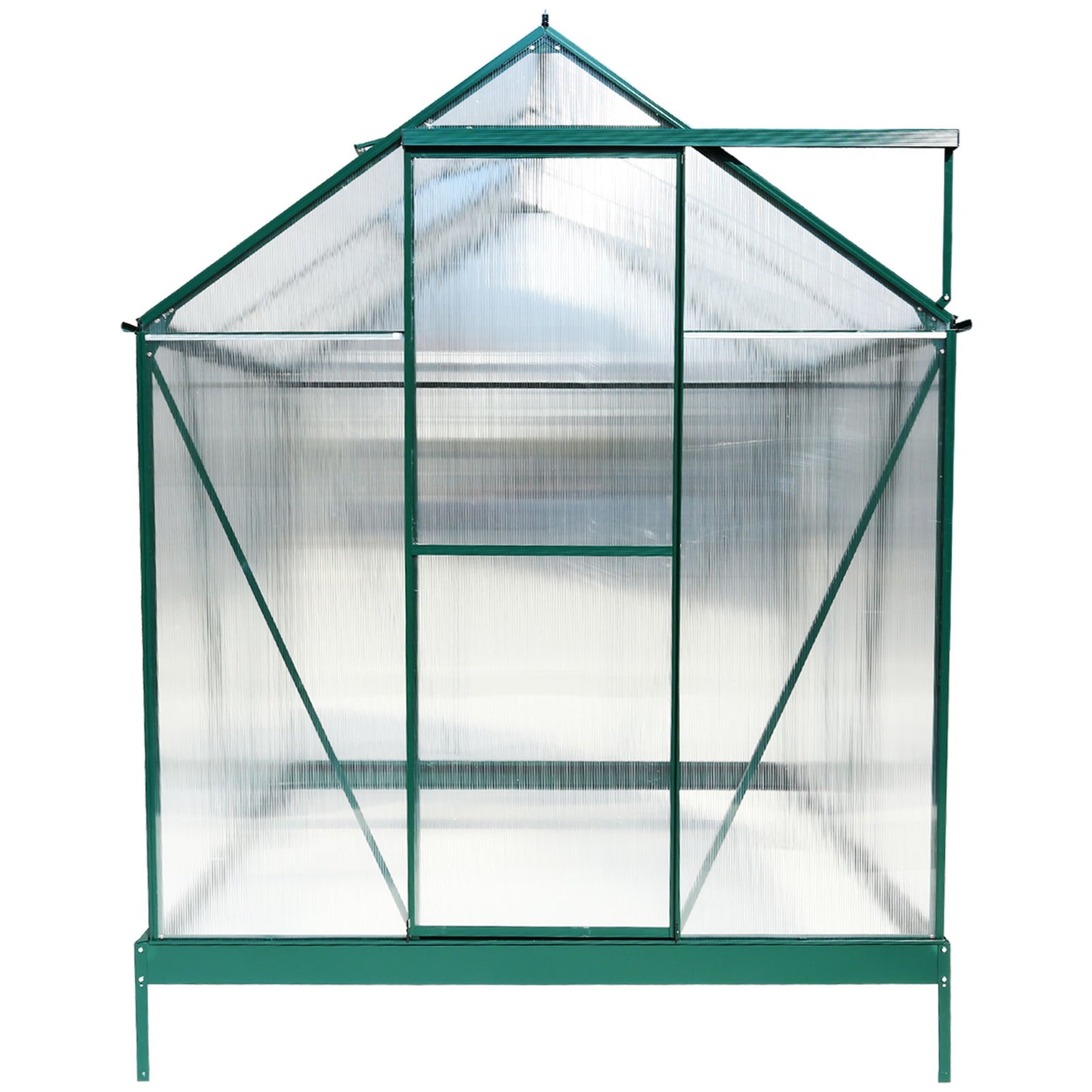 6.3'x6.2'x7' Polycarbonate Greenhouse, Heavy Duty Outdoor Aluminum Walk-In Green House Kit With Rain Gutter, Vent And Door For Backyard Garden - Green