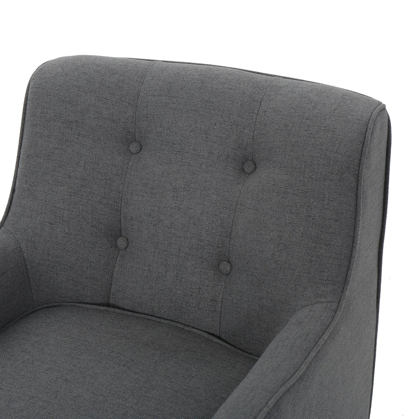 Modern Arm Chair With Tufted Back And Wooden Legs - Charcoal