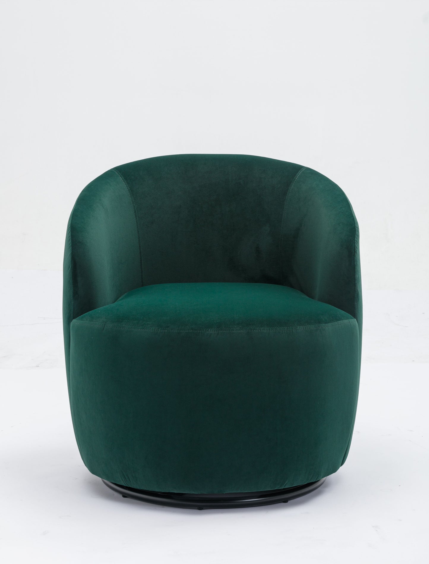 Velvet Fabric Swivel Accent Armchair Barrel Chair With Black Powder Coating Metal Ring - Green