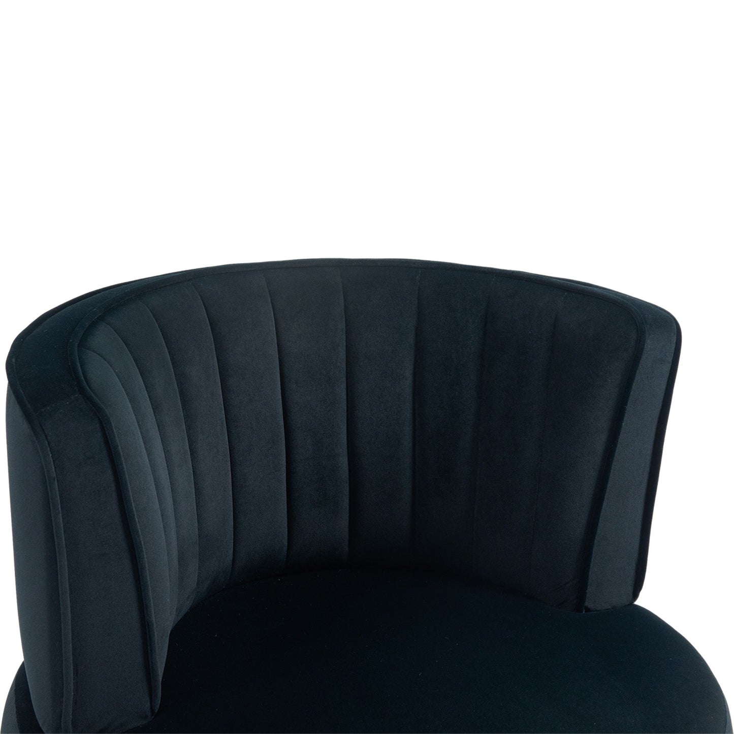 Coolmore - Swivel Barrel Chair, 360 Degree Round Armchair With Fluffy Velvet Upholstery For Living Room, Bedroom, Office - Black