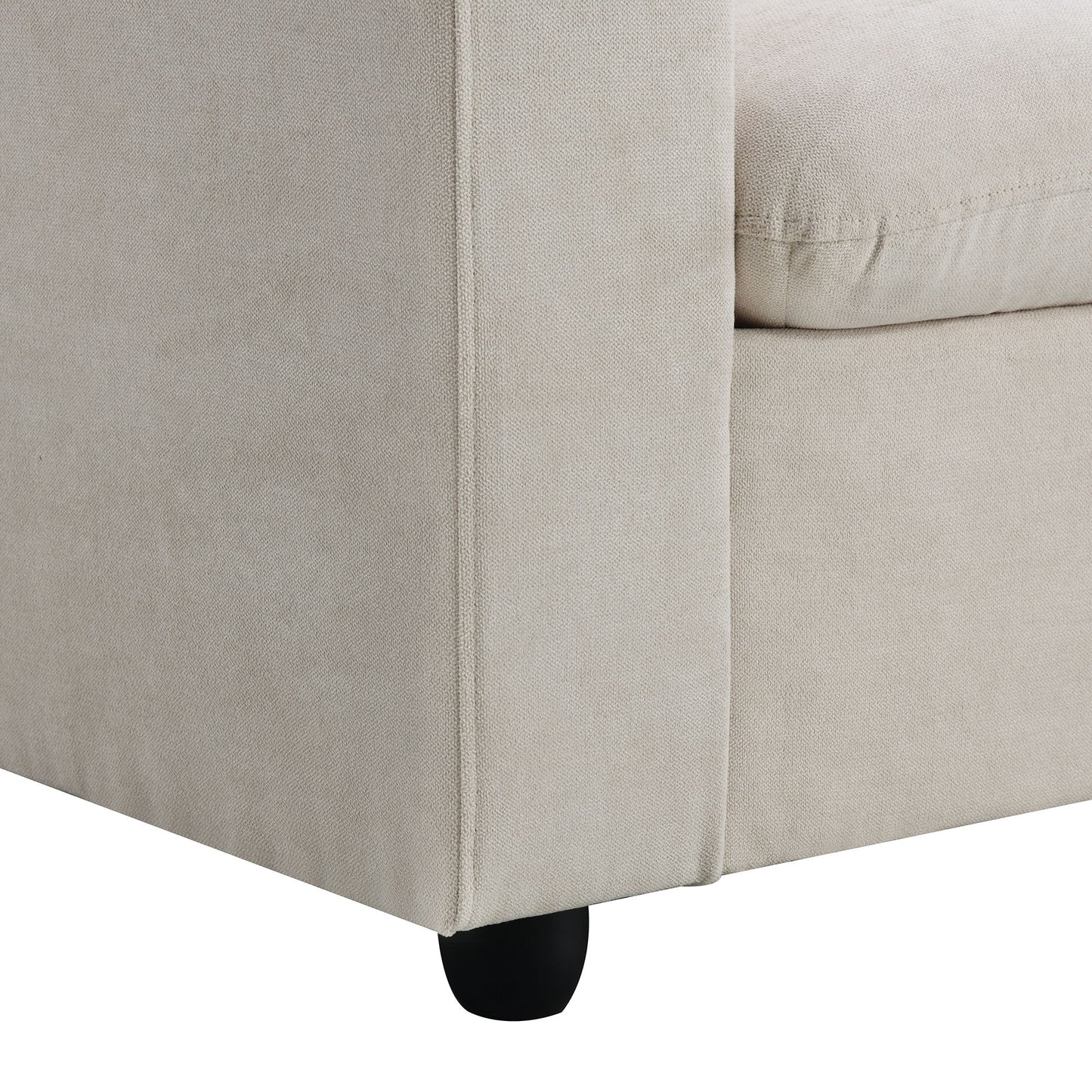 Modern Sectional Sofa With Throw Pillows, Cloud L Shaped Couch Set With Wide 4 Seat Comfy Couch Set With Movable Ottoman - Beige