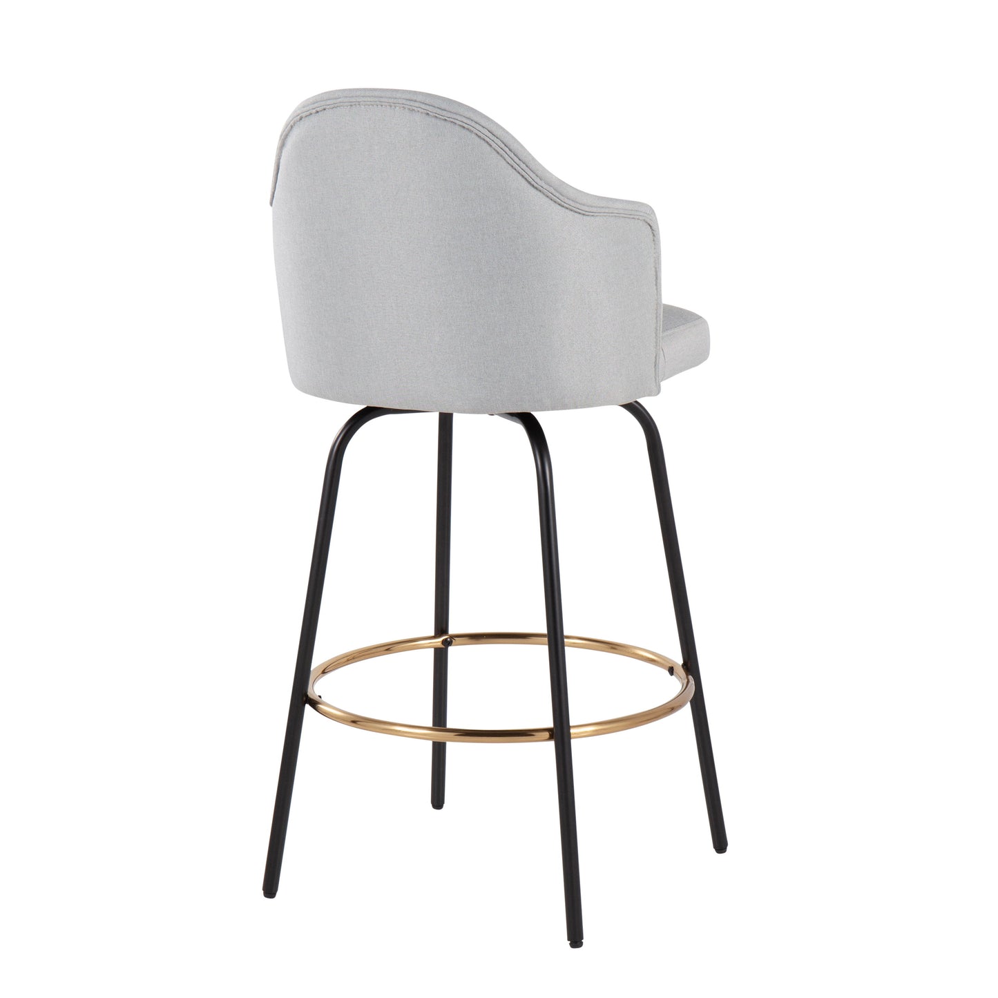 Ahoy - Contemporary Fixed Height Counter Stool Round Footrest (Set of 2) - Light Gray / Black