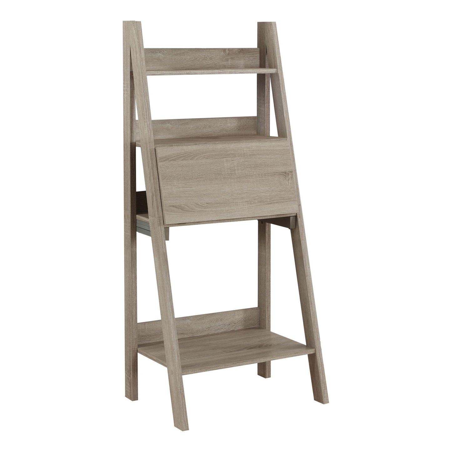 Computer Desk For Home Office, Laptop, Leaning, Storage Shelves, Contemporary & Modern - Taupe