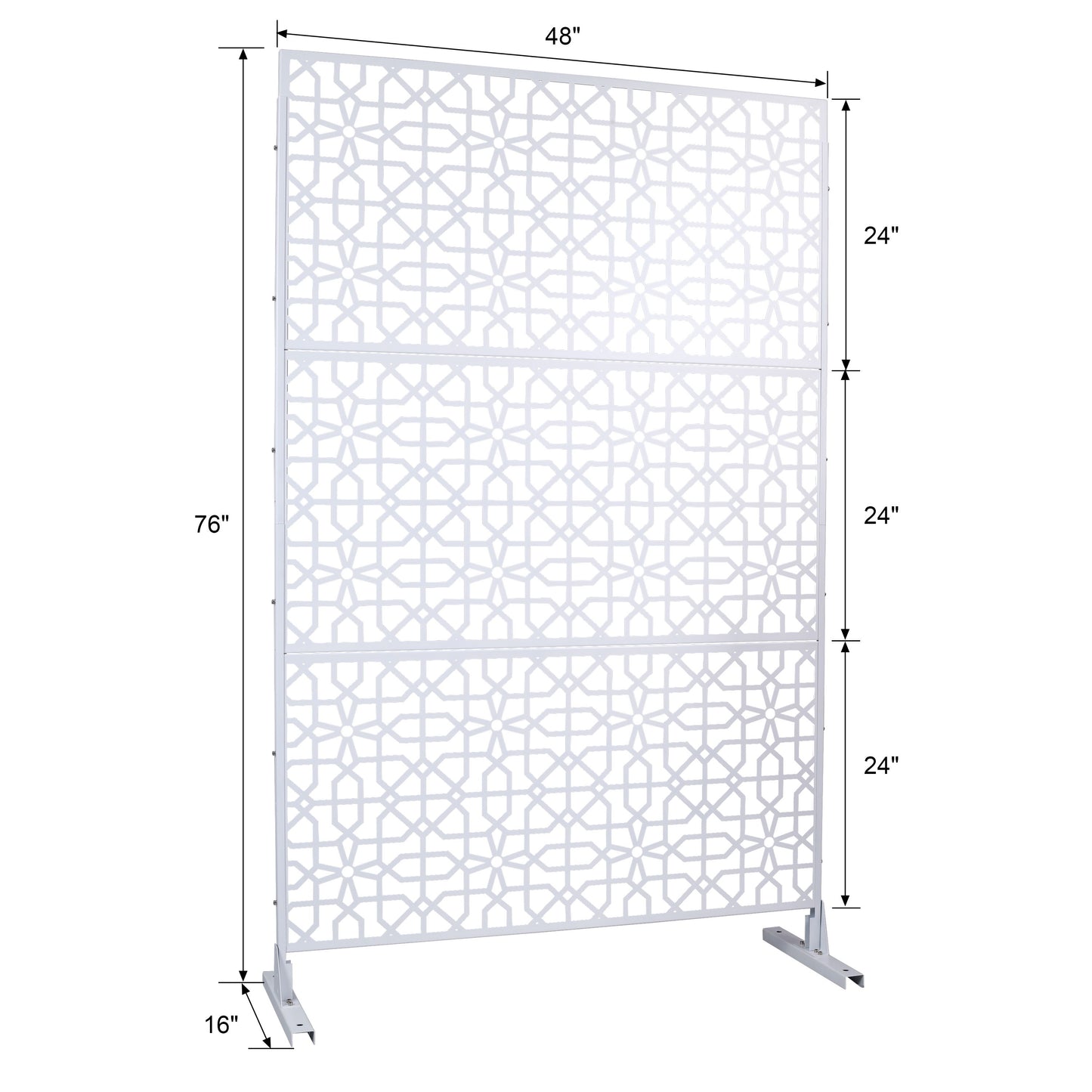 Outdoor & Indoor Metal Privacy Screen Freestanding Decorative Privacy Screen - White
