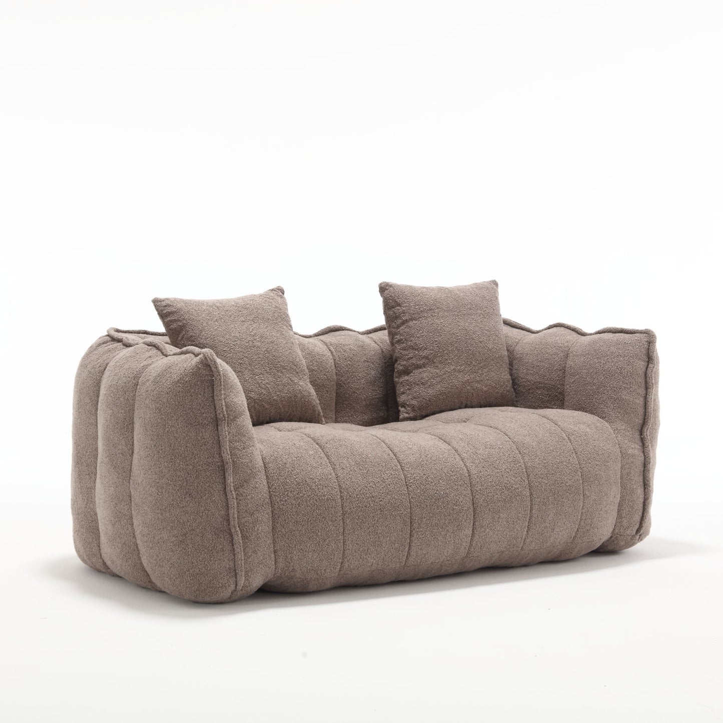 Soft Beanbag Chair With High Resilience Foam Core For Two People - Brown