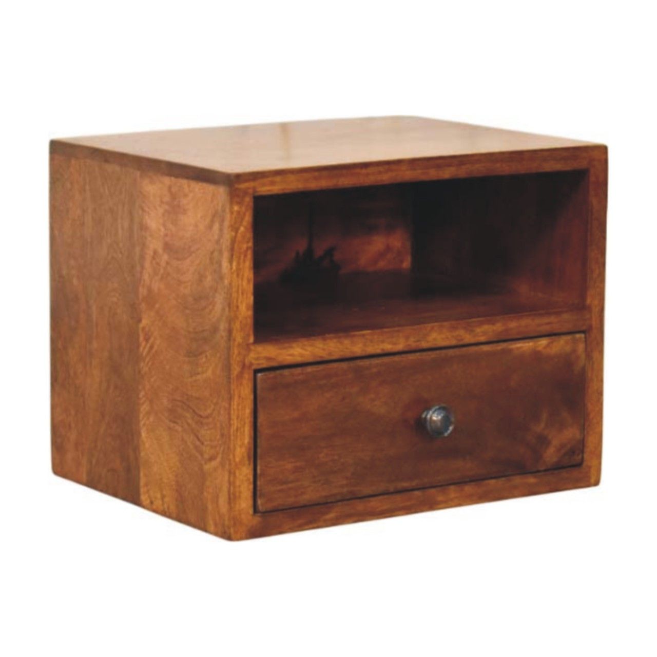 Solis - 1 Drawer Wall Mounted Nightstand - Brown