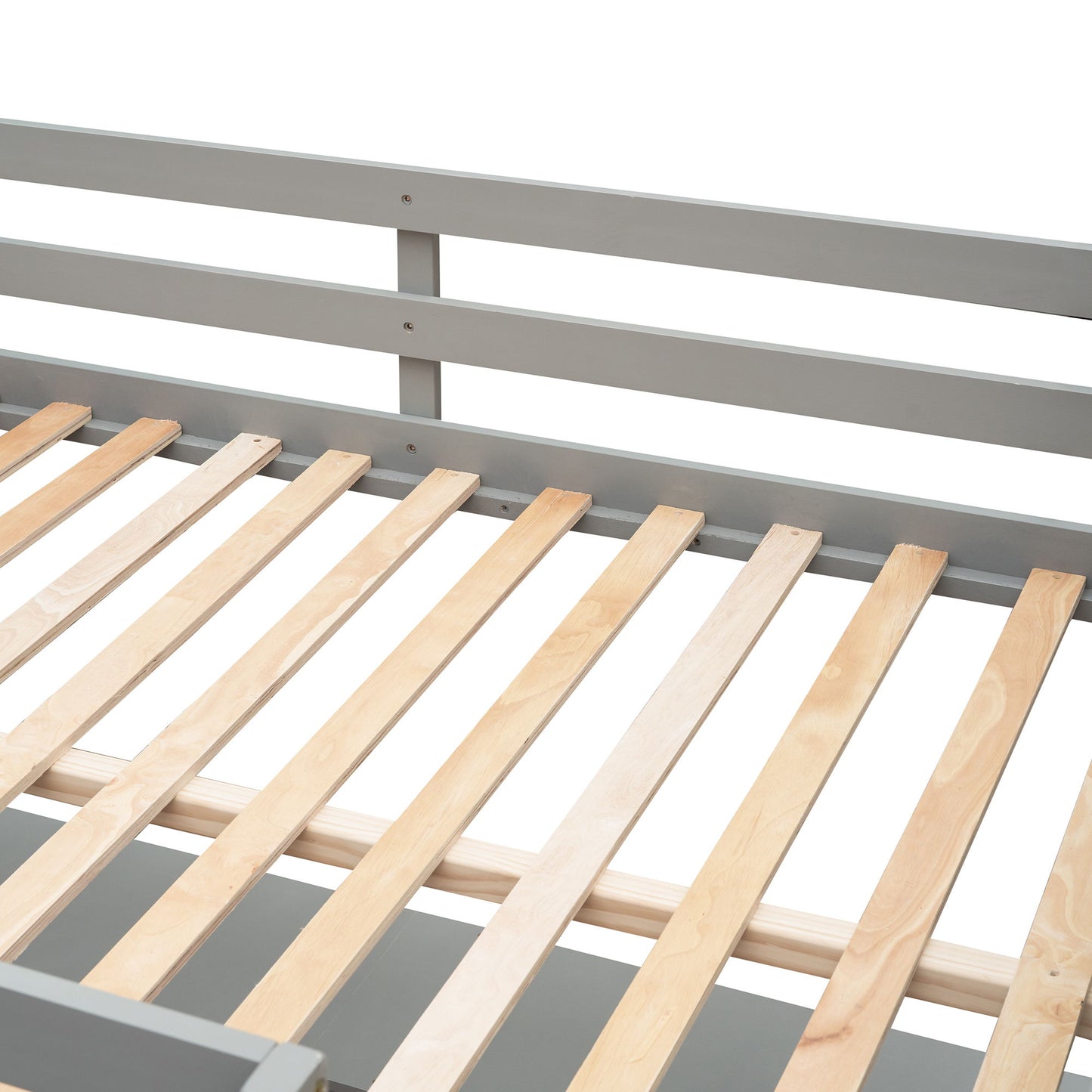 Full Size Loft Bed With Shelves With Desk - Gray